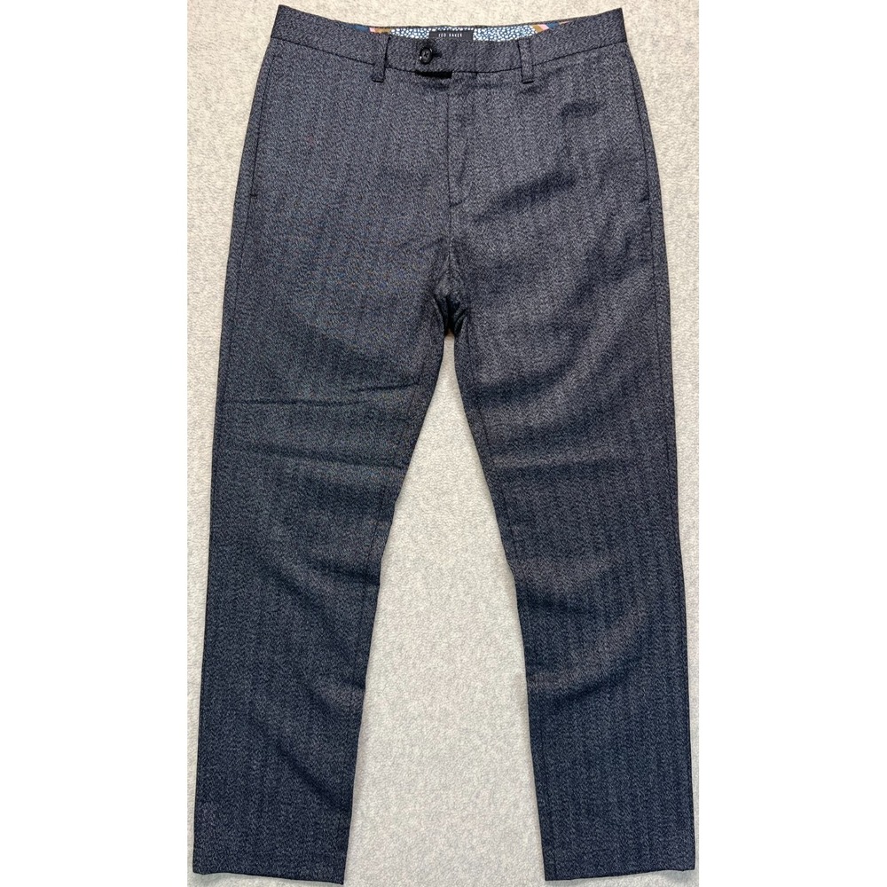 Ted Baker London Mens Western Dress Pants Gray Slim Wool Blend Slash Pockets 32R